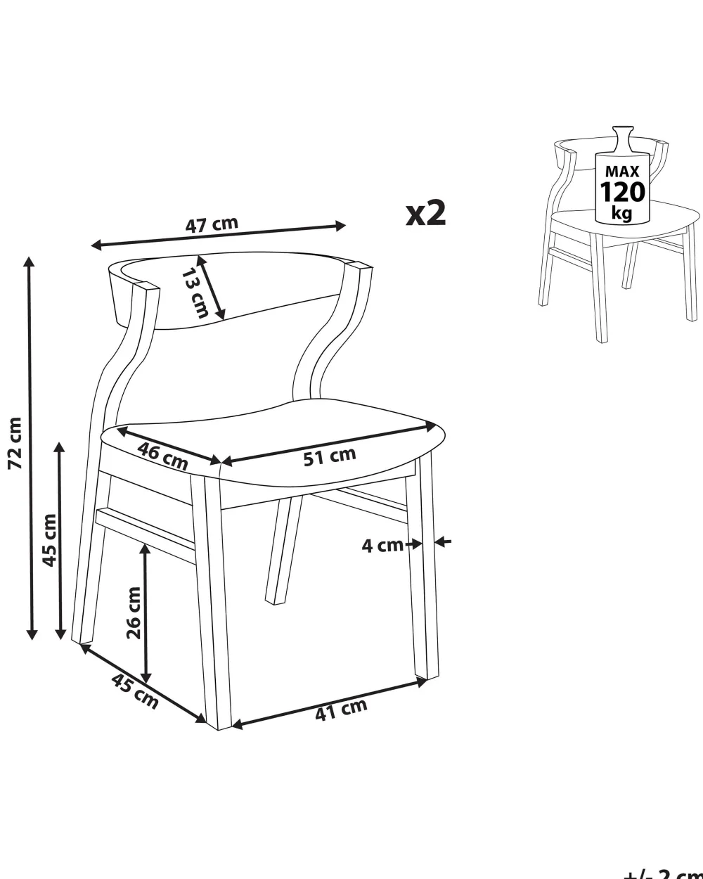 Tuolit<Beliani Tuoli Tumma Puu/Harmaa 2 Kpl Maroa