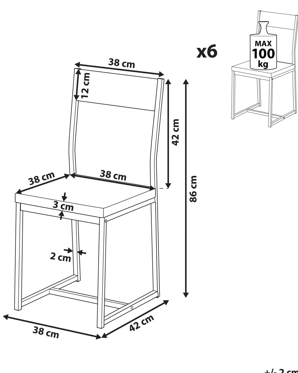 Tuolit<Beliani Tuoli Tumma Puu/Musta 6 Kpl Laredo