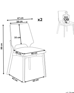 New Beliani Tuoli Vaalea Puu/Harmaa 2 Kpl Abee