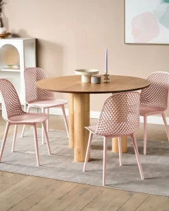 Tuolit<Beliani Tuoli Vaaleanpunainen 4 Kpl Emory