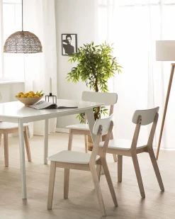 Online Beliani Tuoli Valkoinen/Vaalea Puu 2 Kpl Santos