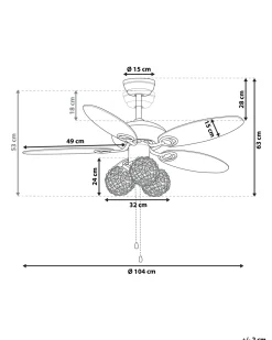 Valaisimet<Beliani Tuuletinvalaisin 3 Polttimoa Tumma Puu/Ruskea Heilong
