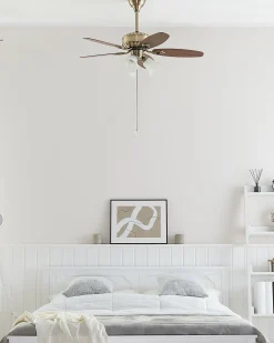 Discount Beliani Tuuletinvalaisin 3 Polttimoa Tumma Puu/Kulta Nadela