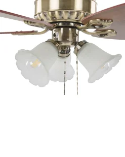 Discount Beliani Tuuletinvalaisin 3 Polttimoa Tumma Puu/Kulta Nadela