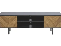 Säilytys<Beliani Tv-Taso 2 Kaappia 2 Hyllya Musta/Vaalea Puu Salina