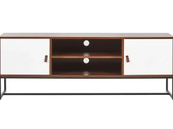 Säilytys<Beliani Tv-Taso 2 Kaappia 2 Hyllya Tumma Puu/Valkoinen Nueva