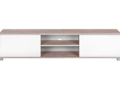 Säilytys<Beliani Tv-Taso 2 Kaappia 2 Hyllya Vaalea Puu/Valkoinen Lincoln