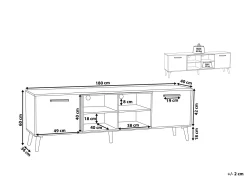 Säilytys<Beliani Tv-Taso 2 Kaappia 4 Hyllya Vaalea Puu/Harmaa Alloa