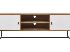 Säilytys<Beliani Tv-Taso 2 Kaappia 2 Hyllya Vaalea Puu/Valkoinen Nueva