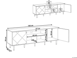 Store Beliani Tv-Taso 2 Kaappia 3 Hyllya Vaalea Puu/Valkoinen Palmer