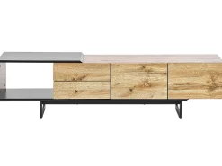 Best Beliani Tv-Taso 2 Kaappia 2 Laatikkoa Vaalea Puu/Musta Fiora