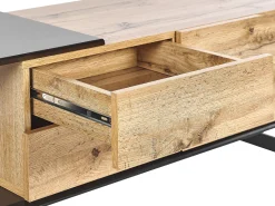 Best Beliani Tv-Taso 2 Kaappia 2 Laatikkoa Vaalea Puu/Musta Fiora