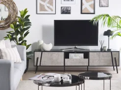 Säilytys<Beliani Tv-Taso 2 Kaappia Laatikko Vaaleanharmaa/Musta Blackpool