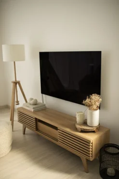 Cheap Beliani Tv-Taso 2 Kaappia Laatikko Vaalea Puu Detroit