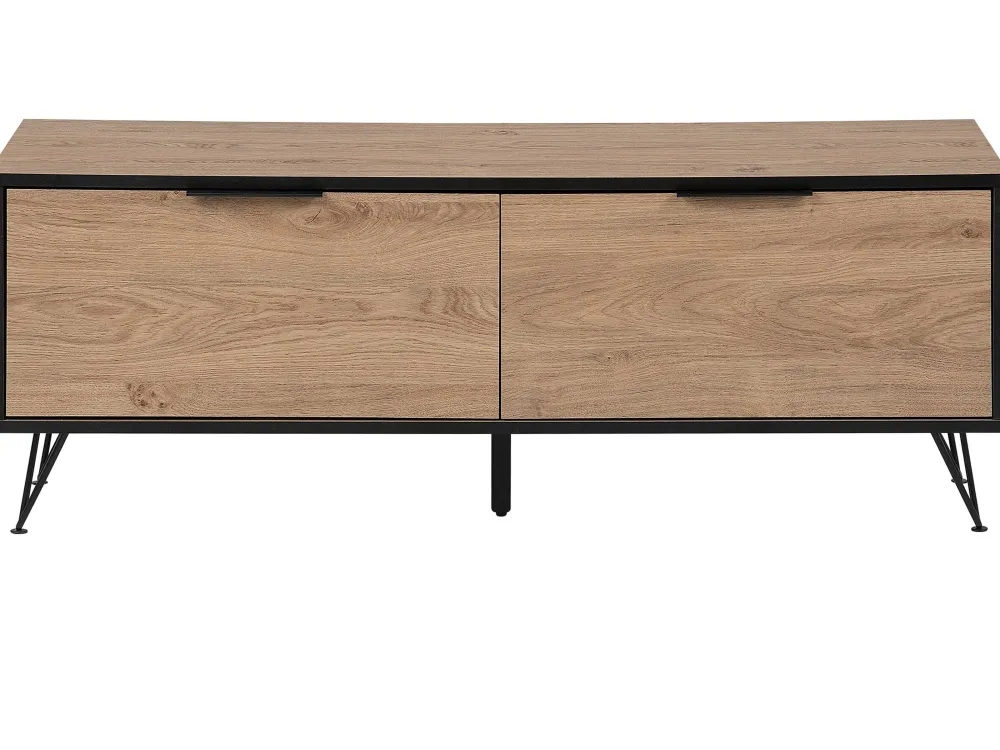 Säilytys<Beliani Tv-Taso 2 Kaappia Vaalea Puu/Musta Halston