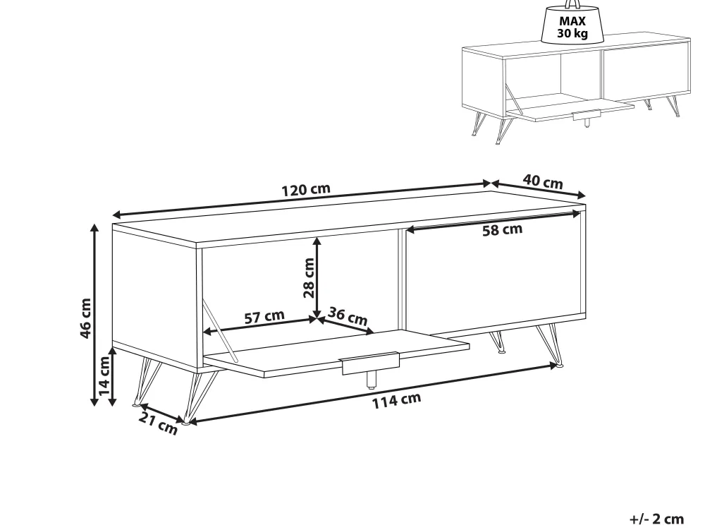 Säilytys<Beliani Tv-Taso 2 Kaappia Vaalea Puu/Musta Halston