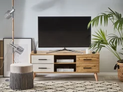 Cheap Beliani Tv-Taso 4 Laatikkoa 2 Hyllya Vaalea Puu Florida