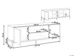 Säilytys<Beliani Tv-Taso Kaappi 3 Hyllya Vaalea Puu/Harmaa Moines
