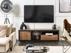 Cheap Beliani Tv-Taso Led-Valo Kaappi Laatikko Vaalea Puu/Musta Marana