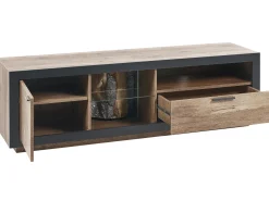 Cheap Beliani Tv-Taso Led-Valo Kaappi Laatikko Vaalea Puu/Musta Marana