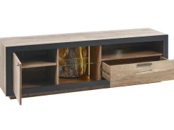 Cheap Beliani Tv-Taso Led-Valo Kaappi Laatikko Vaalea Puu/Musta Marana