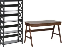 Säilytys<Beliani Tyohuonesetti 2 Osaa Tumma Puu/Musta Foster/Sheslay