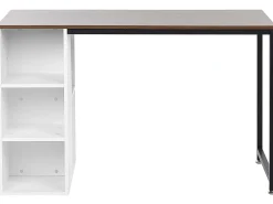 Sale Beliani Tyopoyta 5 Hyllya Tumma Puu/Valkoinen 120 X 60 Cm Dese