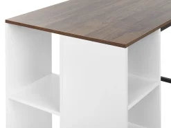 Sale Beliani Tyopoyta 5 Hyllya Tumma Puu/Valkoinen 120 X 60 Cm Dese