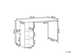 Sale Beliani Tyopoyta 5 Hyllya Tumma Puu/Valkoinen 120 X 60 Cm Dese