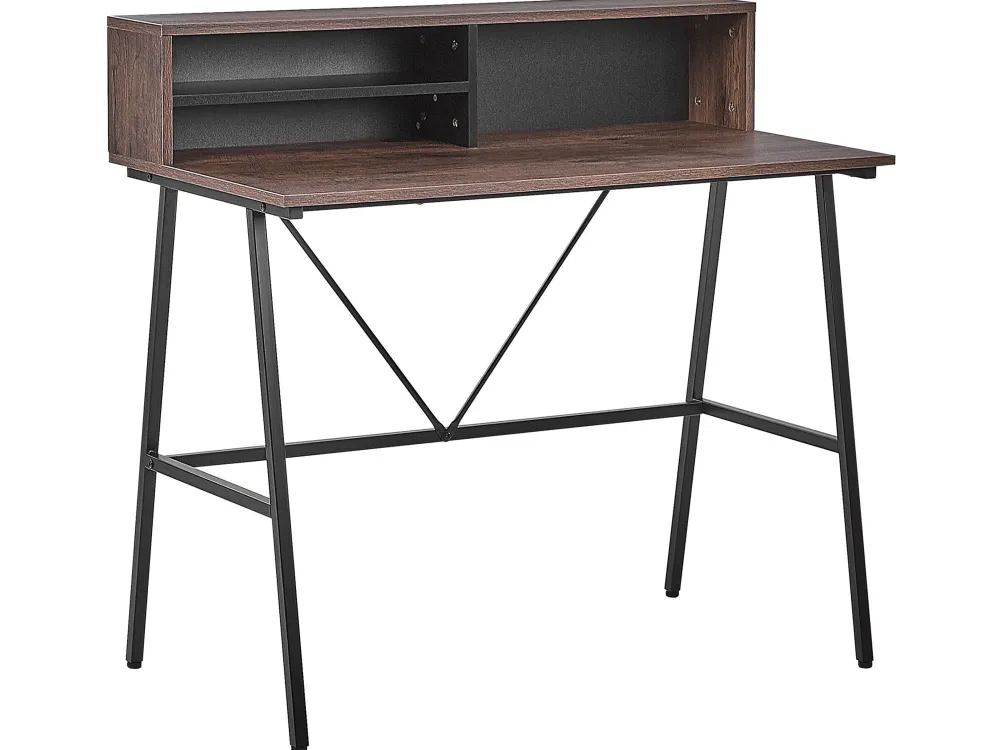 Flash Sale Beliani Tyopoyta 3 Hyllya Tumma Puu/Musta 100 X 50 Cm Harison