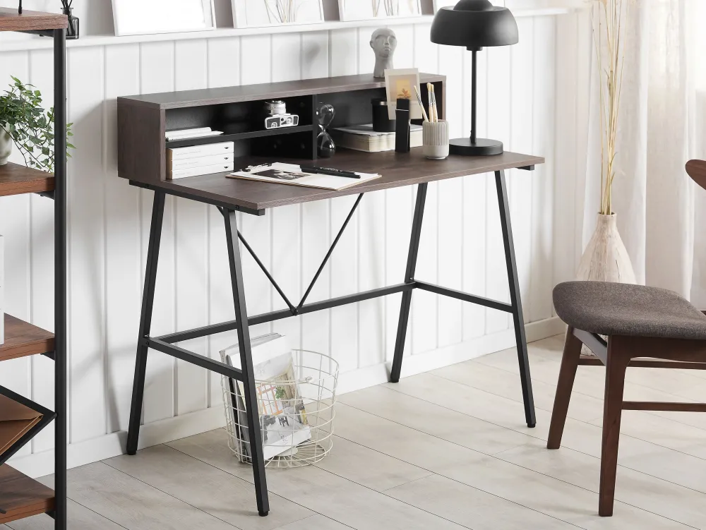 Flash Sale Beliani Tyopoyta 3 Hyllya Tumma Puu/Musta 100 X 50 Cm Harison