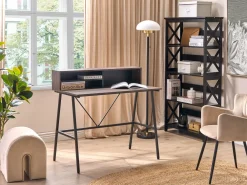 Flash Sale Beliani Tyopoyta 3 Hyllya Tumma Puu/Musta 100 X 50 Cm Harison