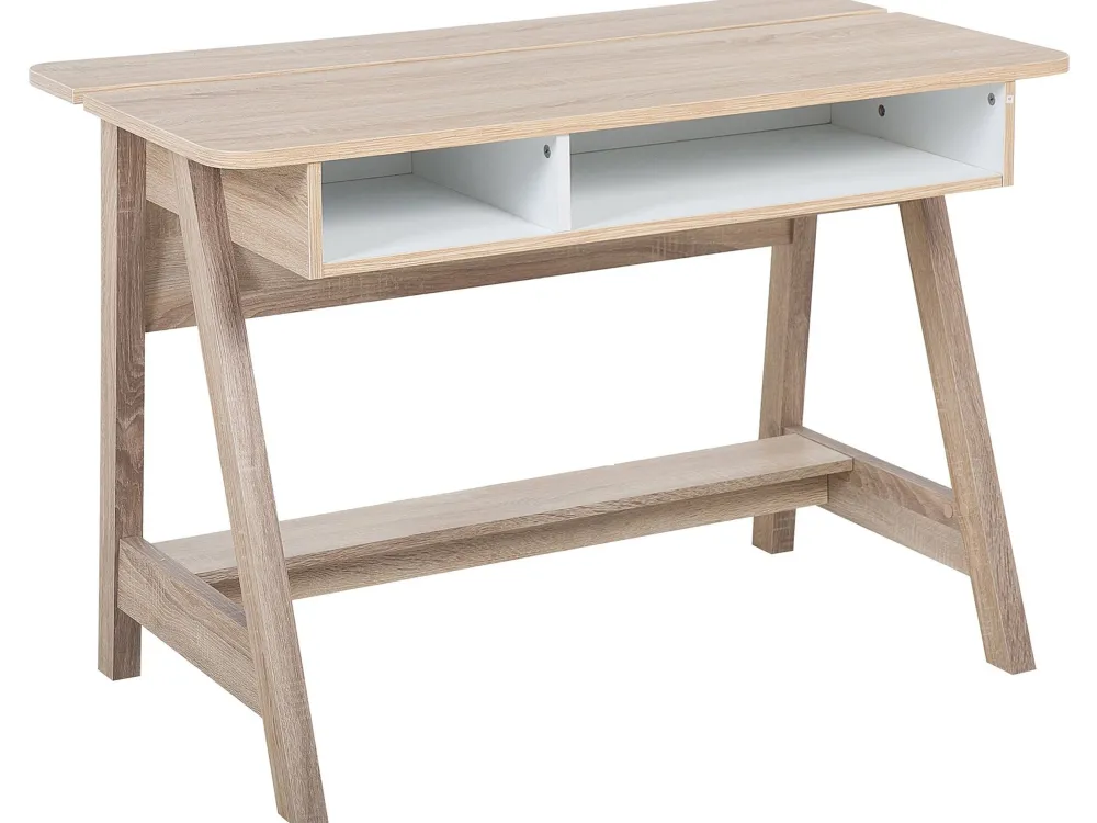 Lastenhuone<Beliani Tyopoyta 2 Hyllya Vaalea Puu/Valkoinen 110 X 60 Cm Jackson