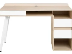 Cheap Beliani Tyopoyta 3 Laatikkoa 3 Hyllya Vaalea Puu/Valkoinen 130 X 60 Cm Caracas