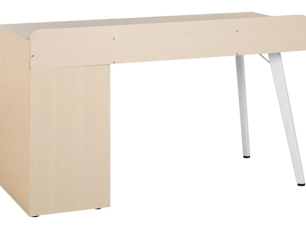 Cheap Beliani Tyopoyta 3 Laatikkoa 3 Hyllya Vaalea Puu/Valkoinen 130 X 60 Cm Caracas