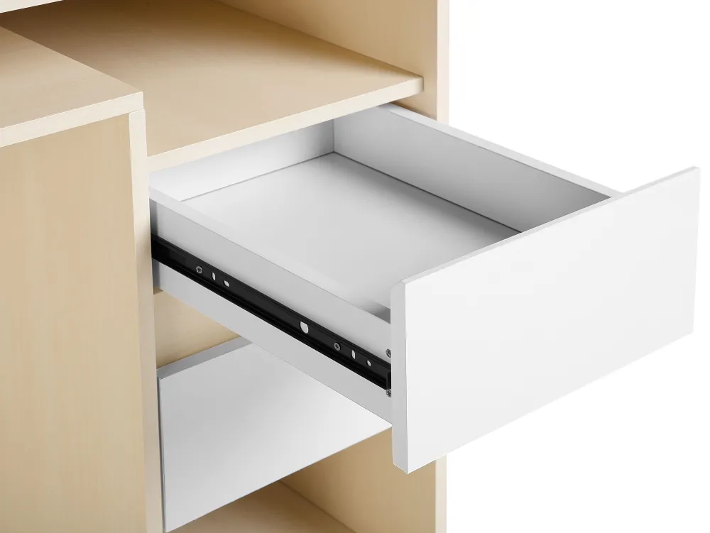 Cheap Beliani Tyopoyta 3 Laatikkoa 3 Hyllya Vaalea Puu/Valkoinen 130 X 60 Cm Caracas