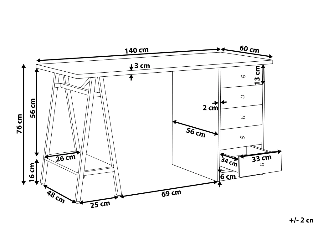Lastenhuone<Beliani Tyopoyta 5 Laatikkoa Hylly Vaalea Puu/Valkoinen 140 X 60 Cm Heber