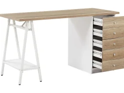 Lastenhuone<Beliani Tyopoyta 5 Laatikkoa Hylly Vaalea Puu/Valkoinen 140 X 60 Cm Heber