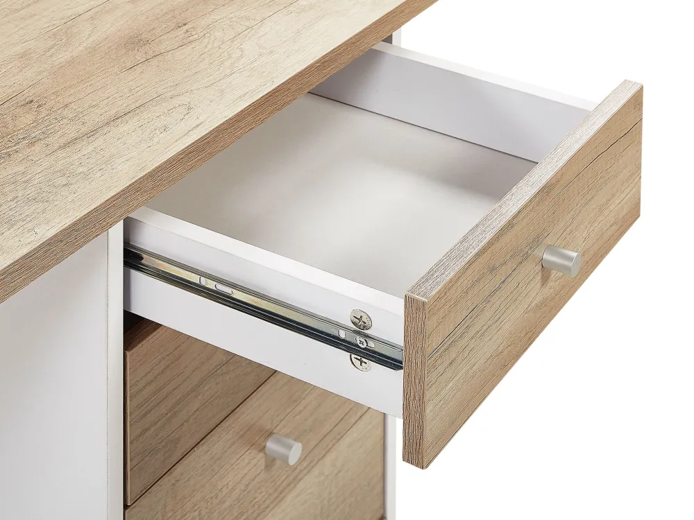 Lastenhuone<Beliani Tyopoyta 5 Laatikkoa Hylly Vaalea Puu/Valkoinen 140 X 60 Cm Heber