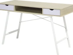 Lastenhuone<Beliani Tyopoyta 2 Laatikkoa Hylly Vaalea Puu/Valkoinen 120 X 48 Cm Clarita