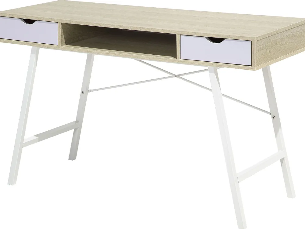 Lastenhuone<Beliani Tyopoyta 2 Laatikkoa Hylly Vaalea Puu/Valkoinen 120 X 48 Cm Clarita