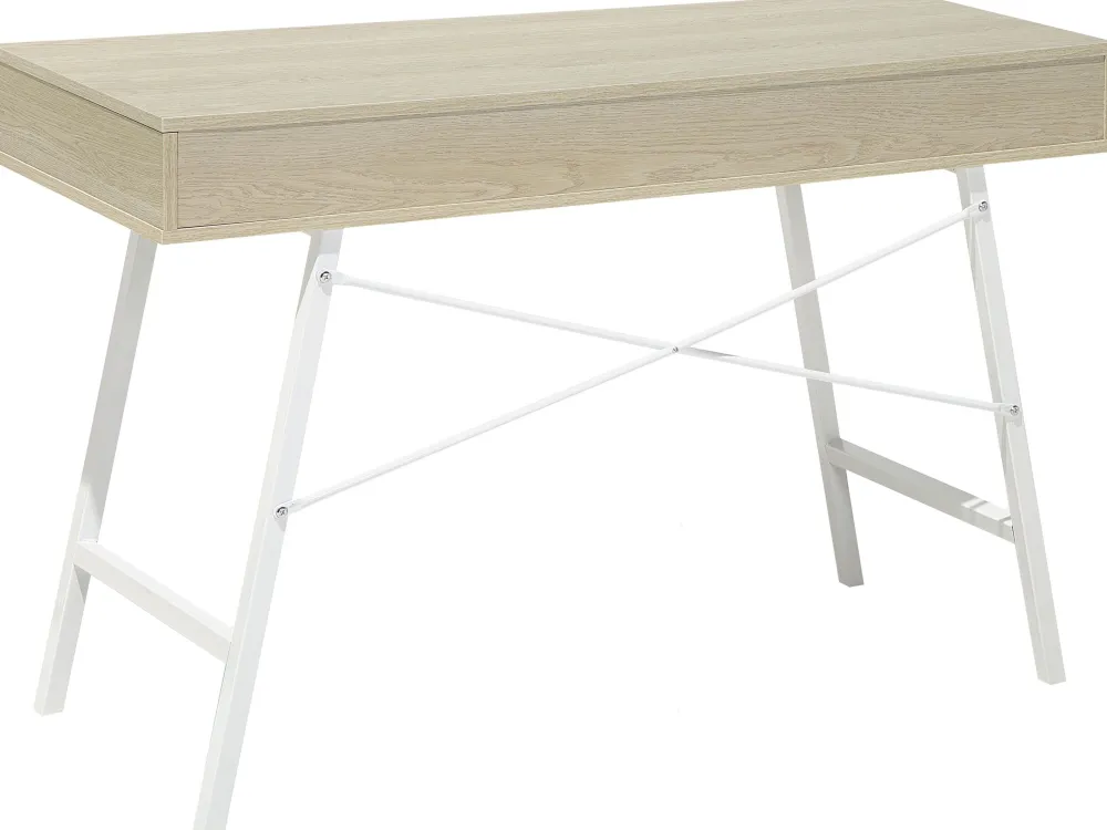 Lastenhuone<Beliani Tyopoyta 2 Laatikkoa Hylly Vaalea Puu/Valkoinen 120 X 48 Cm Clarita