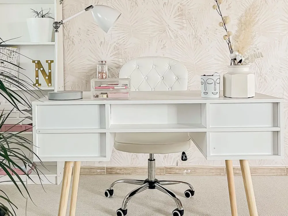 Lastenhuone<Beliani Tyopoyta 4 Laatikkoa Hylly Valkoinen 110 X 55 Cm Levin