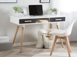 Lastenhuone<Beliani Tyopoyta 2 Laatikkoa Hylly Valkoinen/Harmaa 120 X 45 Cm Frisco