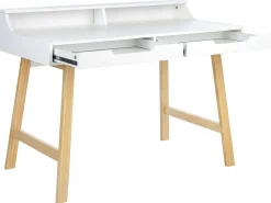 New Beliani Tyopoyta 2 Laatikkoa Hylly Valkoinen/Vaalea Puu 110 Cm Barie