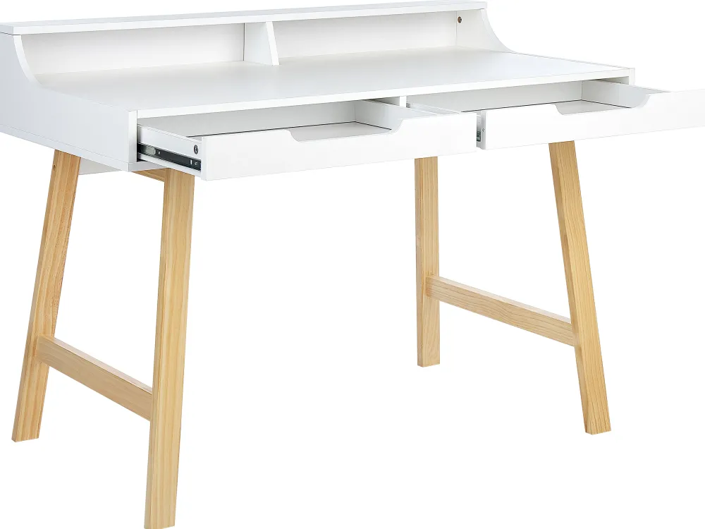 New Beliani Tyopoyta 2 Laatikkoa Hylly Valkoinen/Vaalea Puu 110 Cm Barie