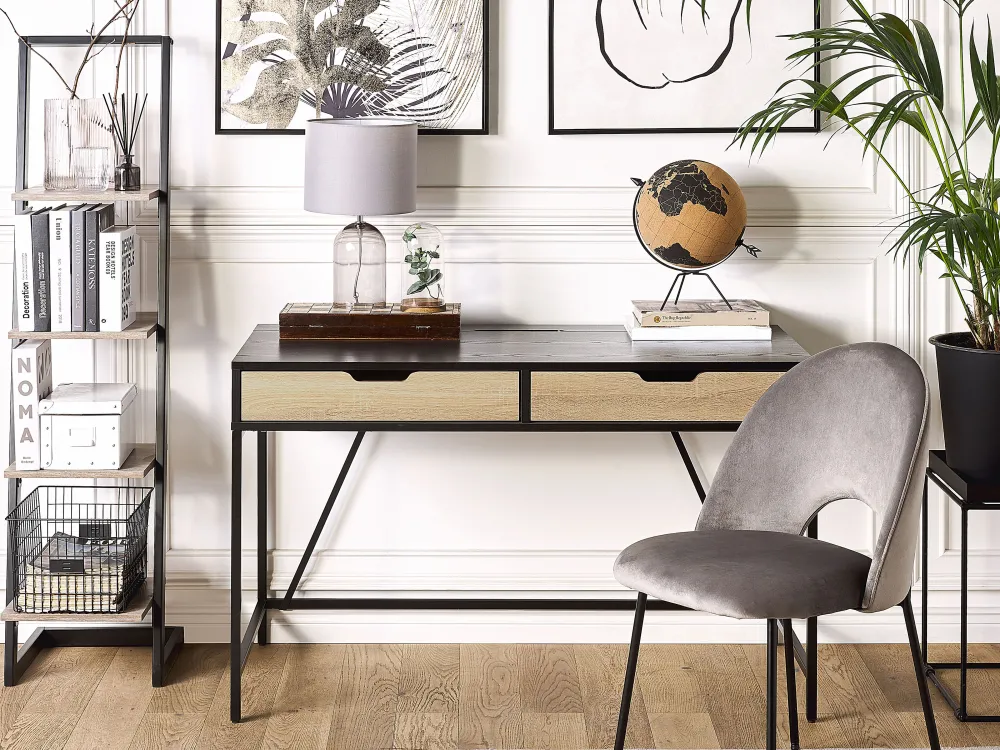 Lastenhuone<Beliani Tyopoyta 2 Laatikkoa Musta/Vaalea Puu 120 X 60 Cm Jena