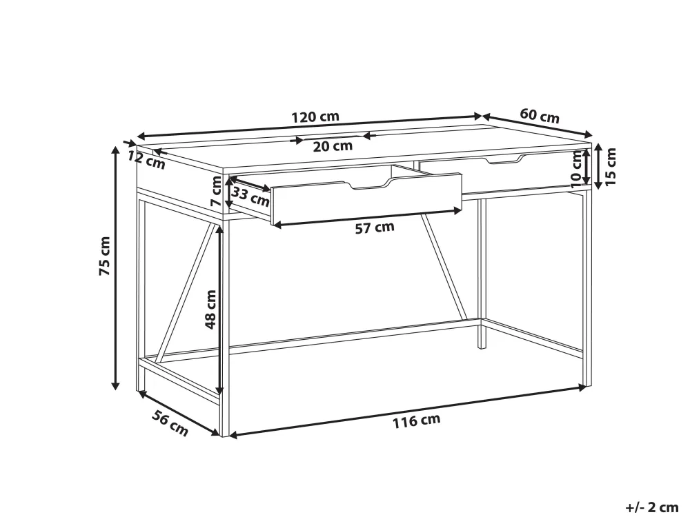 Lastenhuone<Beliani Tyopoyta 2 Laatikkoa Musta/Vaalea Puu 120 X 60 Cm Jena