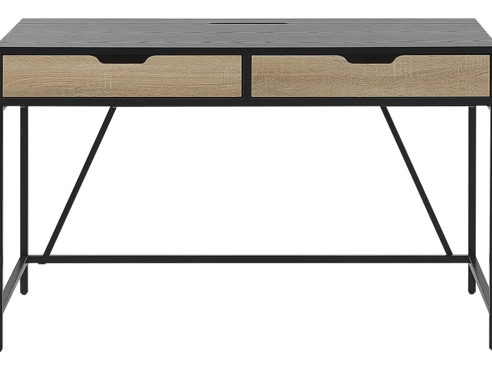 Lastenhuone<Beliani Tyopoyta 2 Laatikkoa Musta/Vaalea Puu 120 X 60 Cm Jena