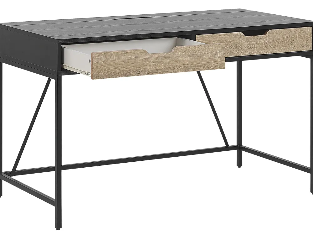 Lastenhuone<Beliani Tyopoyta 2 Laatikkoa Musta/Vaalea Puu 120 X 60 Cm Jena